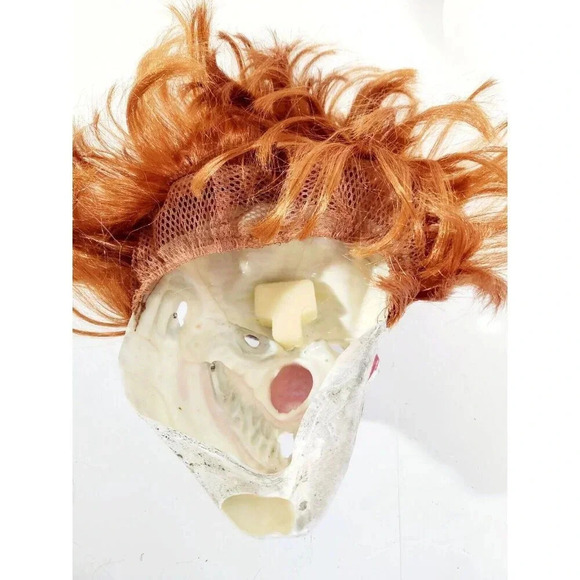 Halloween Demonic IT Clown Mask With Orange Hair Spooky Rubber Authentic - Picture 7 of 8